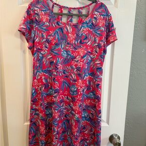 Reel Legends Performance Keep It Cool Multi Color Tropical Print Dress